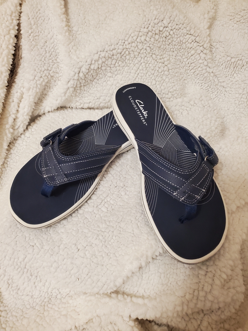 Clarks Navy Cloudsteppers Flip Flops